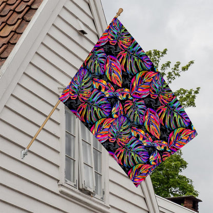 Colorful Leaf Tropical Pattern Print House Flag