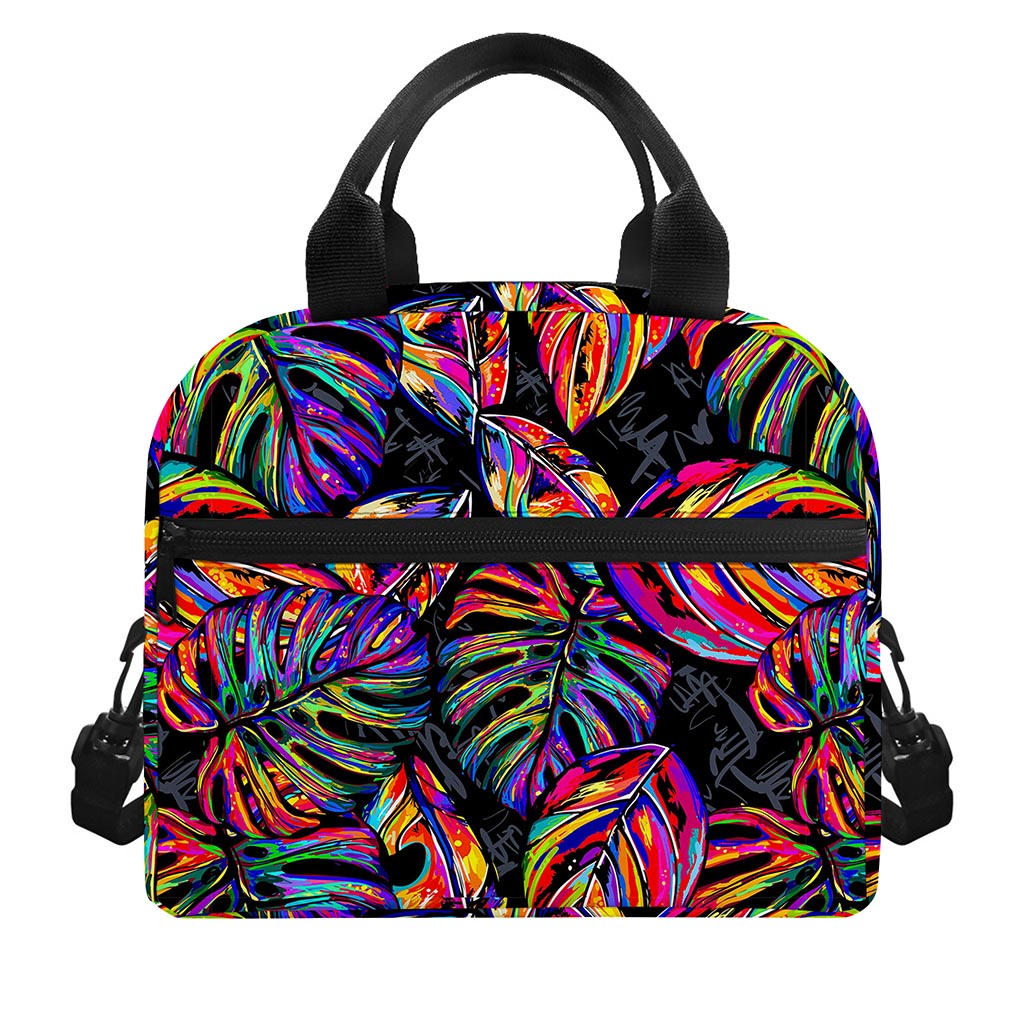 Colorful Leaf Tropical Pattern Print Insulated Lunch Bag