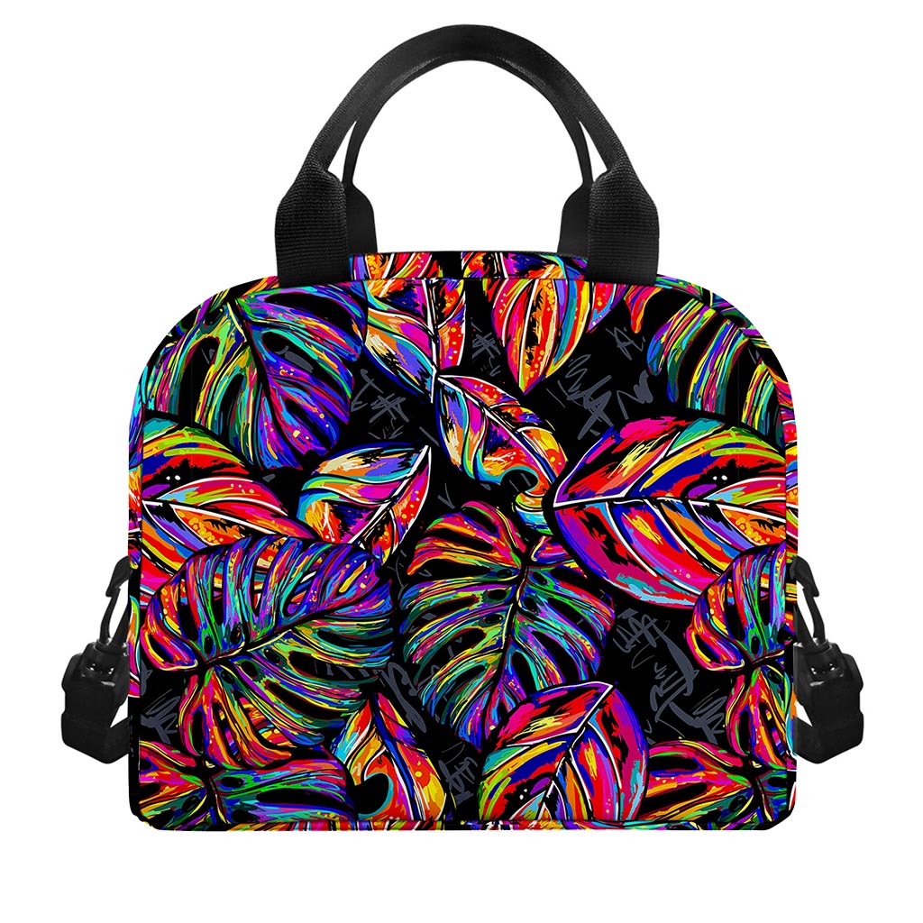 Colorful Leaf Tropical Pattern Print Insulated Lunch Bag