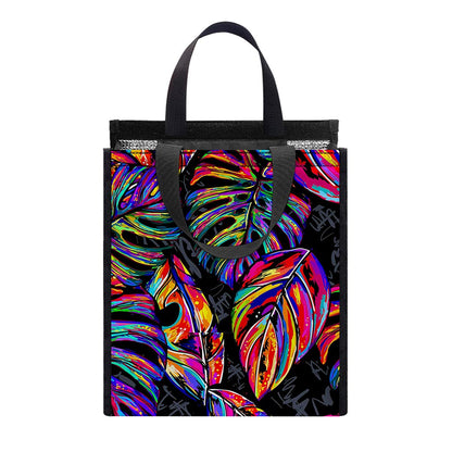 Colorful Leaf Tropical Pattern Print Insulated Lunch Tote