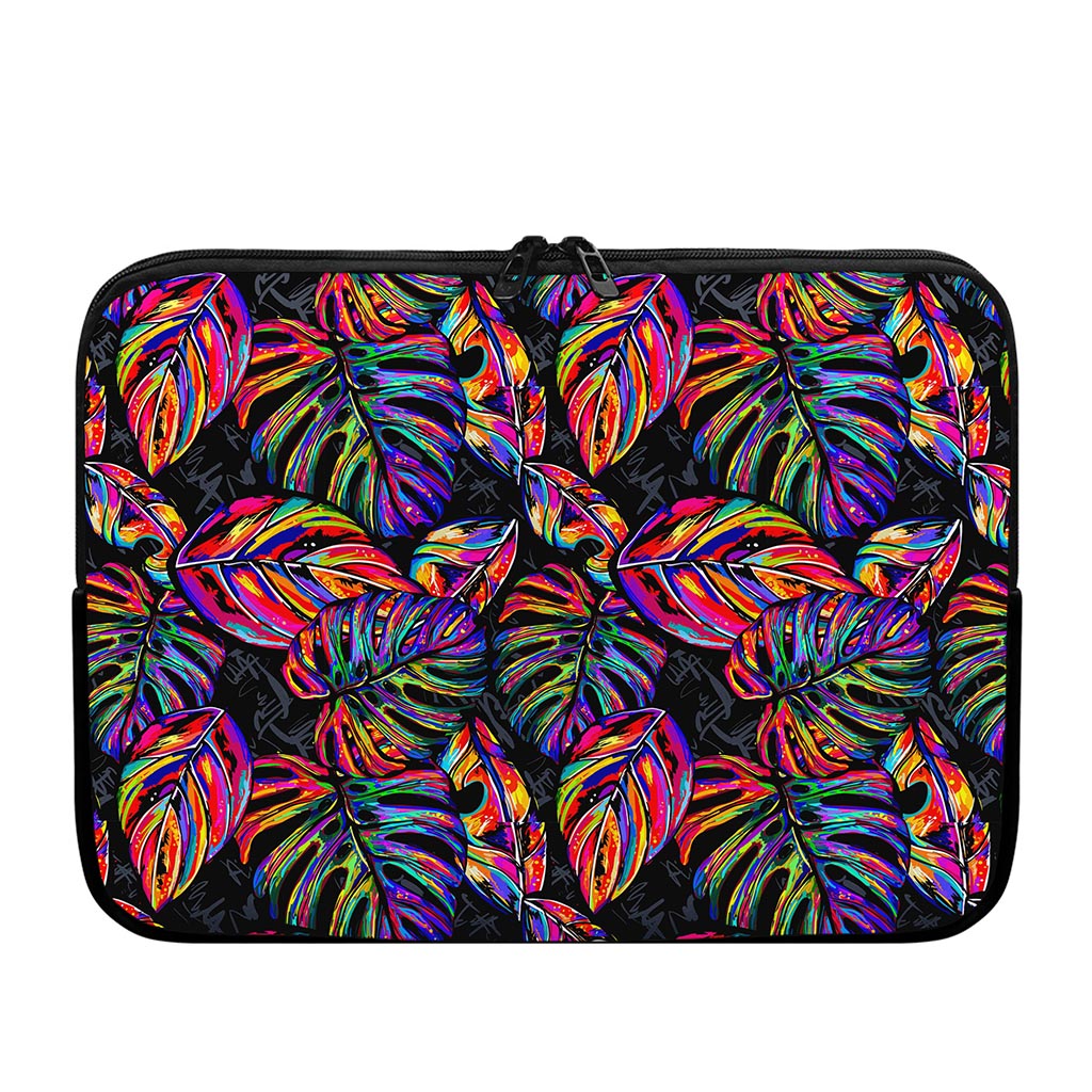 Colorful Leaf Tropical Pattern Print Laptop Sleeve