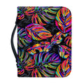 Colorful Leaf Tropical Pattern Print Leather Bible Cover
