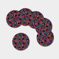 Colorful Leaf Tropical Pattern Print Leather Coaster Set