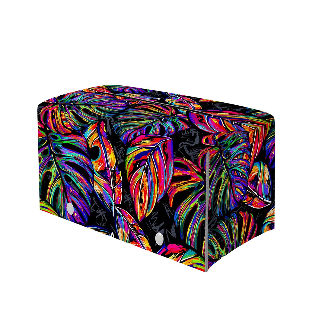 Colorful Leaf Tropical Pattern Print Leather Tissue Box Cover