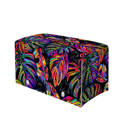 Colorful Leaf Tropical Pattern Print Leather Tissue Box Cover