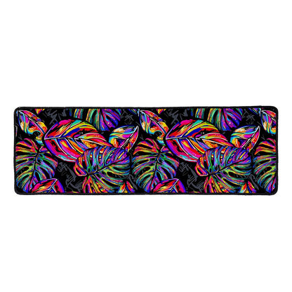 Colorful Leaf Tropical Pattern Print Long Kitchen Mat