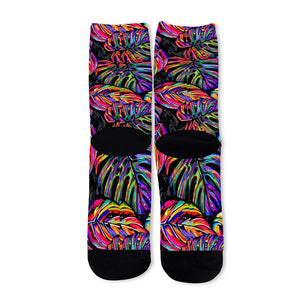 Colorful Leaf Tropical Pattern Print Long Socks