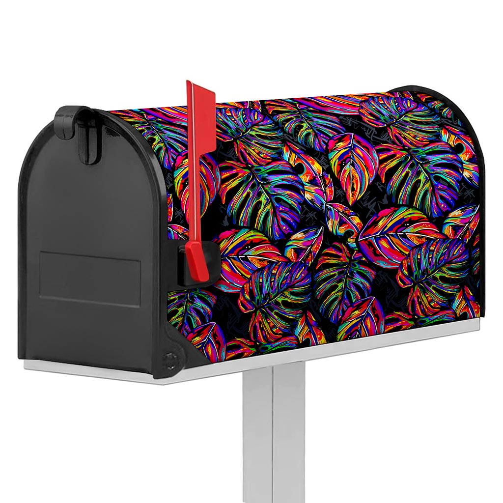 Colorful Leaf Tropical Pattern Print Mailbox Cover