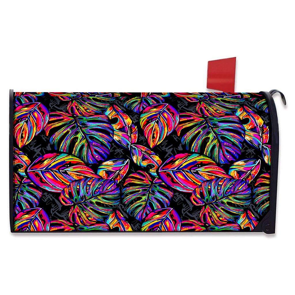 Colorful Leaf Tropical Pattern Print Mailbox Cover