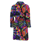 Colorful Leaf Tropical Pattern Print Men's Bathrobe