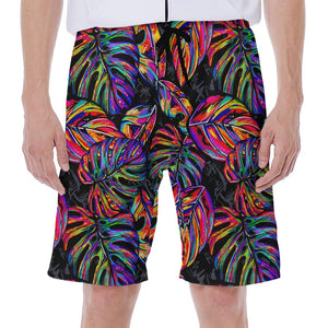 Colorful Leaf Tropical Pattern Print Men's Beach Shorts