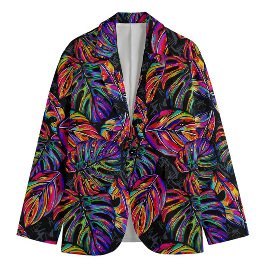 Colorful Leaf Tropical Pattern Print Men's Blazer
