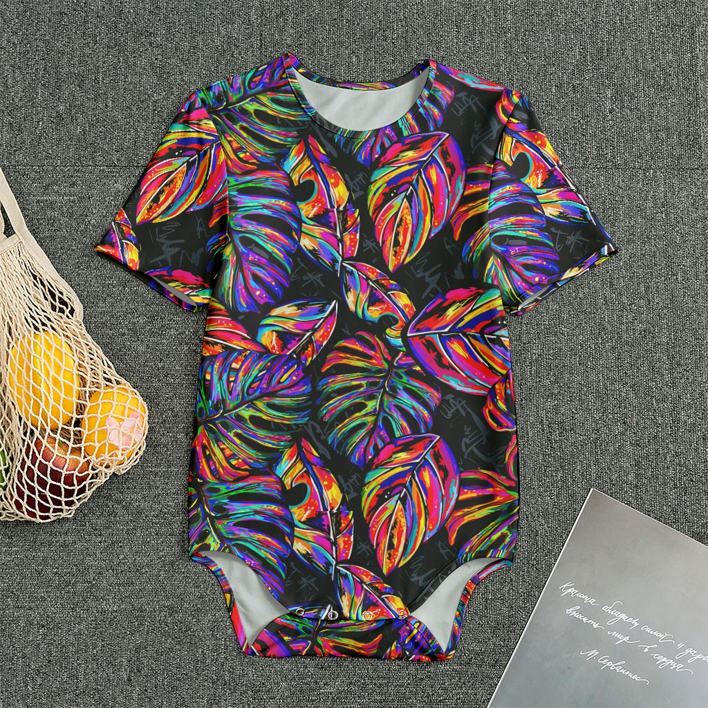 Colorful Leaf Tropical Pattern Print Men's Bodysuit
