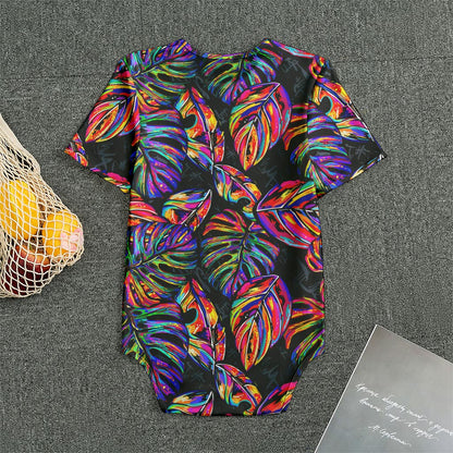 Colorful Leaf Tropical Pattern Print Men's Bodysuit
