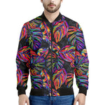 Colorful Leaf Tropical Pattern Print Men's Bomber Jacket