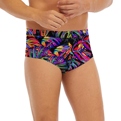 Colorful Leaf Tropical Pattern Print Men's Briefs