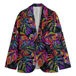 Colorful Leaf Tropical Pattern Print Men's Cotton Blazer