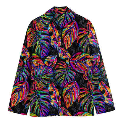 Colorful Leaf Tropical Pattern Print Men's Cotton Blazer