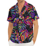 Colorful Leaf Tropical Pattern Print Men's Deep V-Neck Shirt