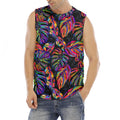Colorful Leaf Tropical Pattern Print Men's Fitness Tank Top