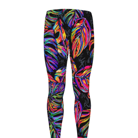 Colorful Leaf Tropical Pattern Print Men's leggings