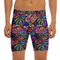 Colorful Leaf Tropical Pattern Print Men's Long Boxer Briefs