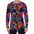 Colorful Leaf Tropical Pattern Print Men's Long Sleeve T-Shirt