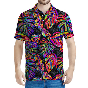 Colorful Leaf Tropical Pattern Print Men's Polo Shirt