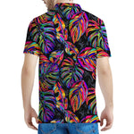 Colorful Leaf Tropical Pattern Print Men's Polo Shirt