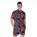Colorful Leaf Tropical Pattern Print Men's Rompers