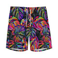 Colorful Leaf Tropical Pattern Print Men's Athletic Shorts