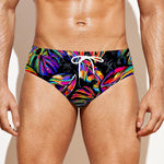 Colorful Leaf Tropical Pattern Print Men's Swim Briefs