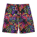 Colorful Leaf Tropical Pattern Print Men's Swim Trunks
