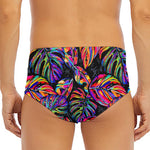 Colorful Leaf Tropical Pattern Print Men's Triangle Swim Briefs