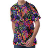 Colorful Leaf Tropical Pattern Print Men's Velvet T-Shirt