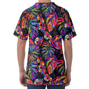 Colorful Leaf Tropical Pattern Print Men's Velvet T-Shirt