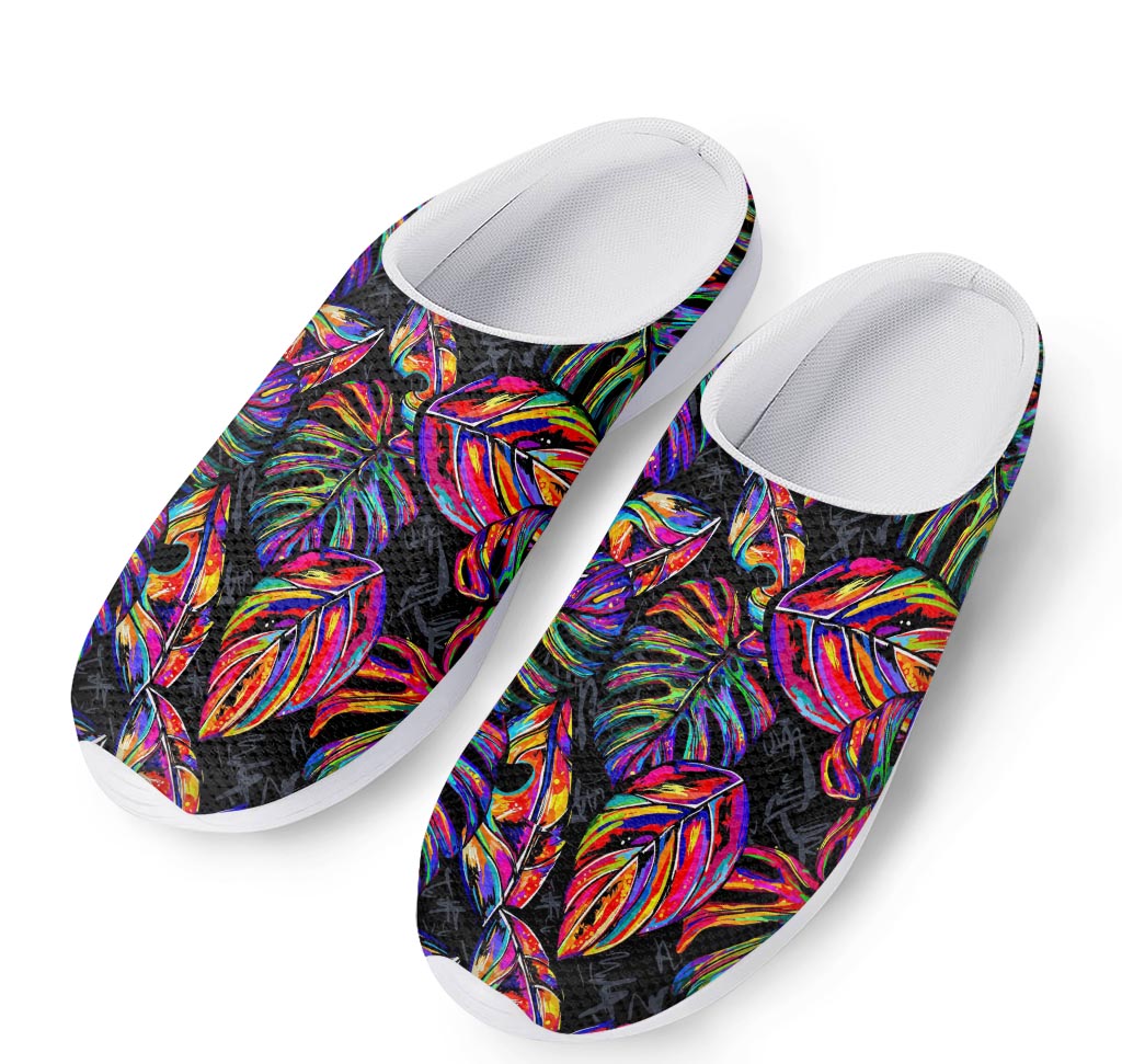 Colorful Leaf Tropical Pattern Print Mesh Casual Shoes