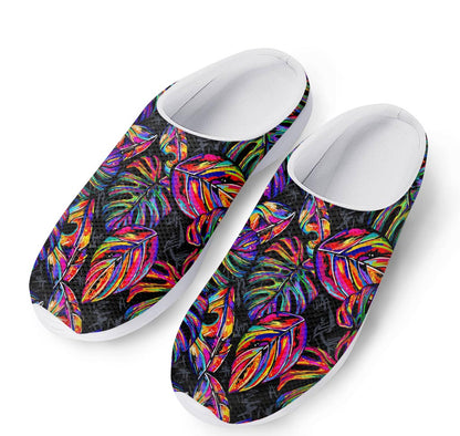 Colorful Leaf Tropical Pattern Print Mesh Casual Shoes