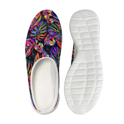 Colorful Leaf Tropical Pattern Print Mesh Casual Shoes
