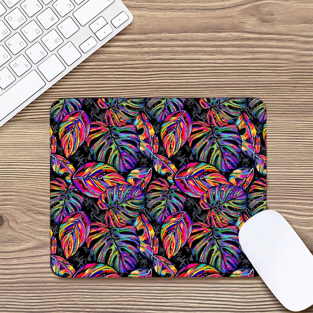 Colorful Leaf Tropical Pattern Print Mouse Pad