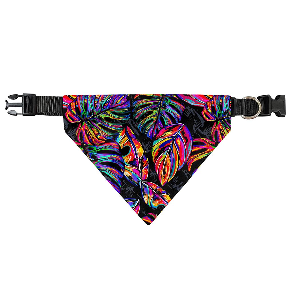 Colorful Leaf Tropical Pattern Print Over The Collar Dog Bandana
