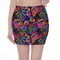 Colorful Leaf Tropical Pattern Print Pencil Mini Skirt