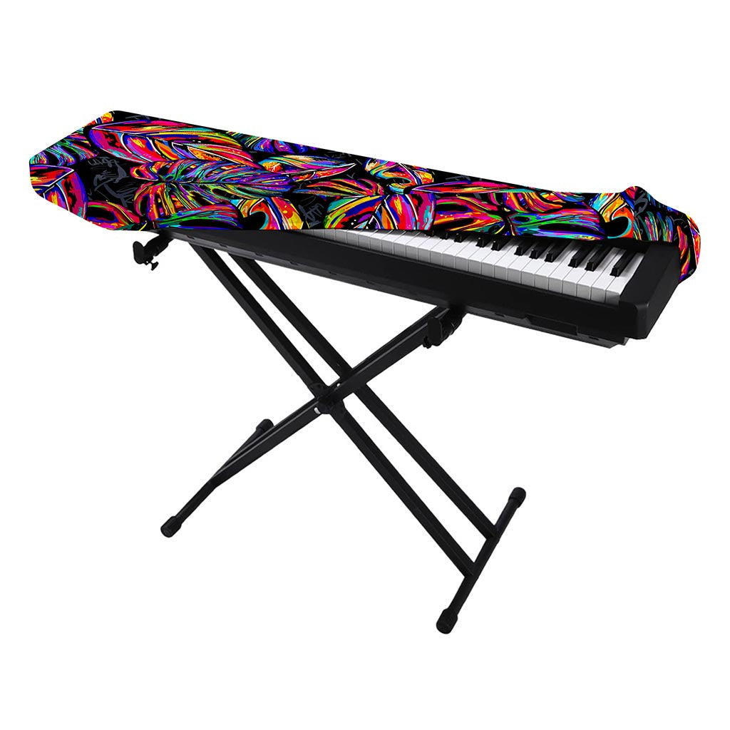 Colorful Leaf Tropical Pattern Print Piano Keyboard Cover