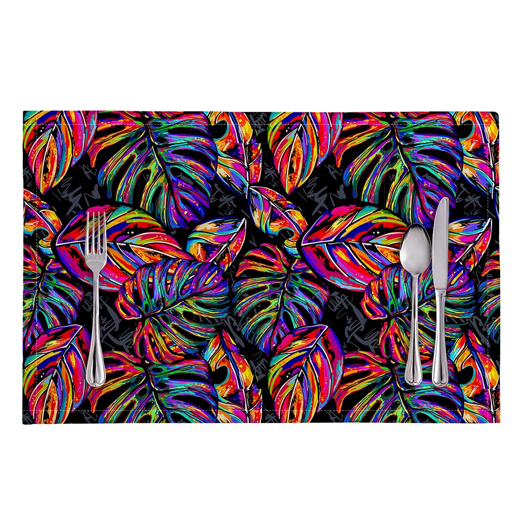 Colorful Leaf Tropical Pattern Print Placemat