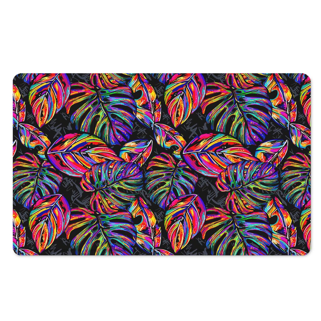 Colorful Leaf Tropical Pattern Print Polyester Doormat