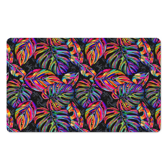 Colorful Leaf Tropical Pattern Print Polyester Doormat