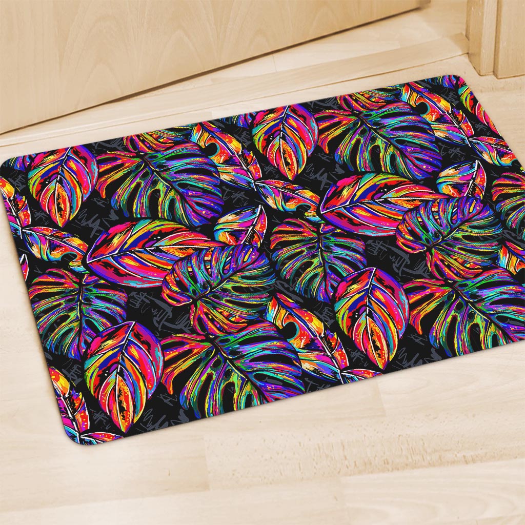 Colorful Leaf Tropical Pattern Print Polyester Doormat