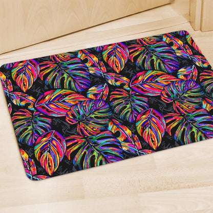 Colorful Leaf Tropical Pattern Print Polyester Doormat