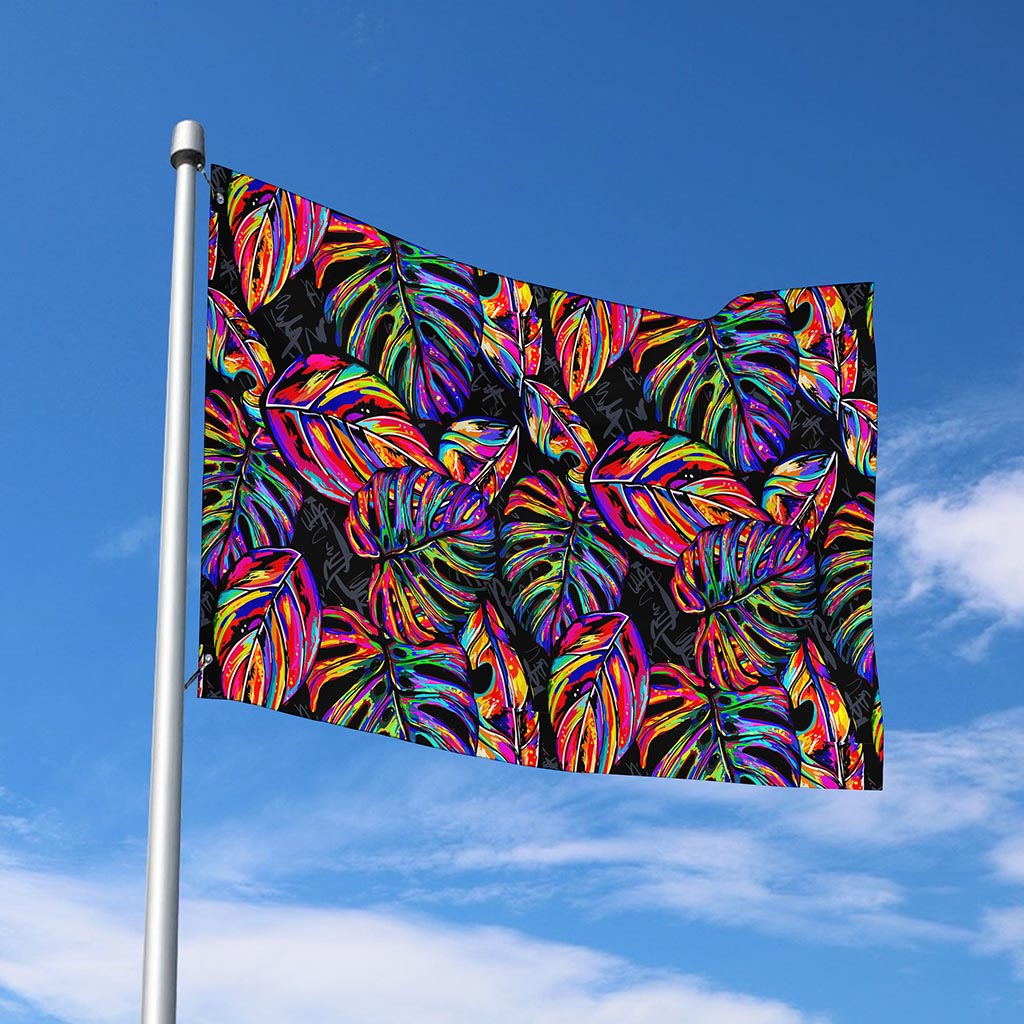 Colorful Leaf Tropical Pattern Print Polyester Flag