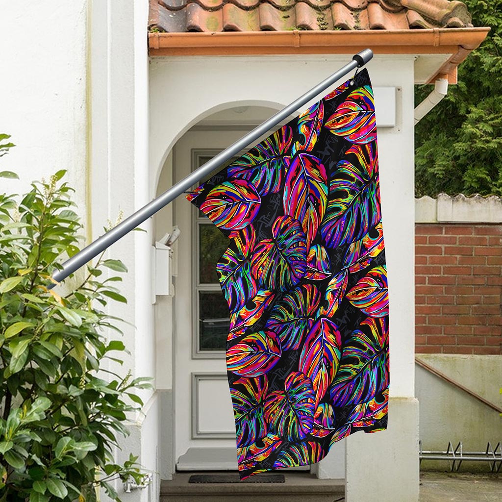 Colorful Leaf Tropical Pattern Print Polyester Flag